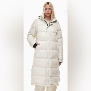 Aritzia Superpuff Women's White High Gloss Puffer Long Coat